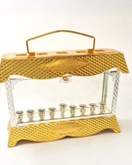 חנוכיה תיבה משולב כסף זהב26X37X13