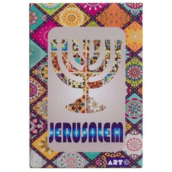 [ מגנט פח 58 ס"מ מנורה ירושלים אנגלית