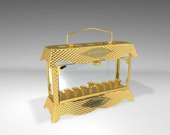 חנוכיה תיבה מוזהבת26X37X13